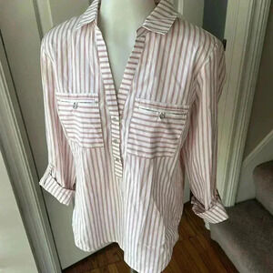 NWT size S NY&Co pink stripped button up top